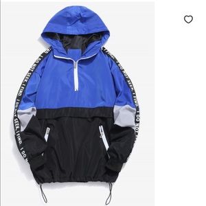 Half Zip Graphic Striped Hoodie